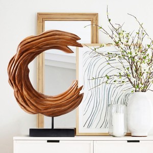 Sculpture murale artisanale en bois de teck, queue de sirène, vente en gros Inde - Product Image 2