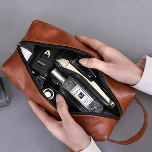 Bolsa de Viaje de Moda para Hombre de Calidad Personalizada, Bolsa de Cuero con Logotipo Personalizado al por Mayor, Bolsa de Cosméticos para Hombre, Bolsa de Aseo con Cierre de PU en Venta - Product Image 3