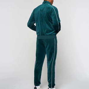Custom <b>Men</b> Velvet <b>Tracksuit</b> Two Piece Collar Zipper Hoodie and Jogger Pants Set Wholesale Luxury <b>Velour</b> Sportswear Manufacturer - Product Image 2