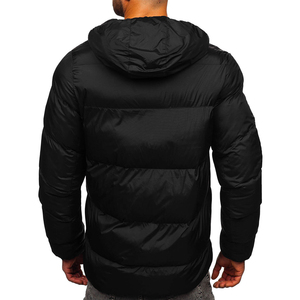 OEM Custom Logo <b>Men</b>’s <b>Lightweight</b> Quilted Puffer <b>Jacket</b> Hooded Winter Polyester Breathable Padded Outerwear - Product Image 3