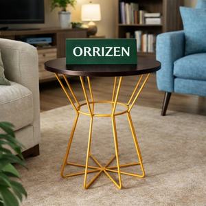 Mesa auxiliar redonda creativa moderna para el hogar, muebles decorativos de metal de hierro dorado Simple para apartamento pequeño, balcón, sala de estar - Product Image 2