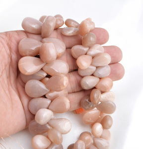 Pierre de lune chocolat naturelle 8 pouces, gouttes facettées naturelles pour la fabrication de bijoux fins - Product Image 4