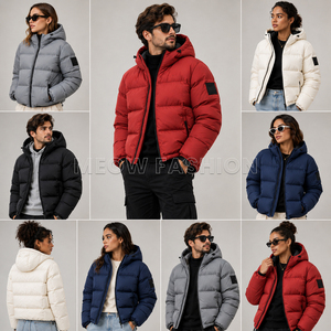Unisex Puffer Jacket <b>Winter</b> Warm Hooded <b>Coat</b> Immediate Delivery Lot Polyester Outerwear for Men and <b>Women</b> Overrun Stock Leftover - Product Image 1
