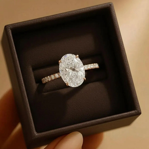 Hermoso Anillo de Compromiso de Moissanita con Halo Oculto, Anillo Nupcial de Plata Esterlina 925, Anillo de Promesa, Regalo de Aniversario, Solitario Ovalado - Product Image 3