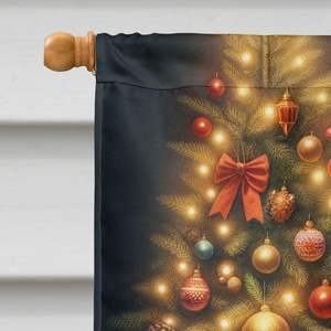 Corgi Santa Claus Grand Porche Maison Drapeau Multicolore Polyester Yard Bannière Illustration avec Tenture Murale Décorative et Manchon - Product Image 3