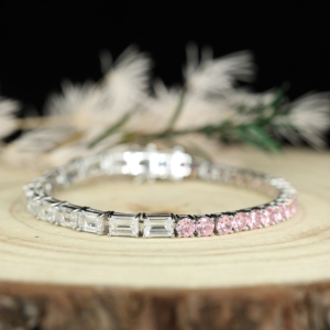 S925 Gold Plated Moissanite Engagement <b>Bracelet</b> Gradient Blue <b>Rainbow</b> Design Fashionable Accessories for Girls - Product Image 1