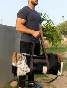 Bolsa de Viaje de Cuero Genuino de Primera Calidad, Ligera, para Fin de Semana, Estilo Vintage, Gran Capacidad, Duradera, LHODB-0144 - Product Image 4