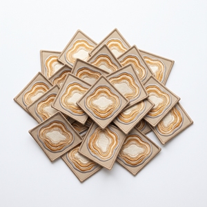 Custom Patch Brand Supplier Diamond <b>Wheat</b> Stalk Pitcher Vase Badge Beige Twill Off White Edge Iron On Applique - Product Image 6