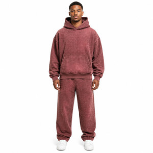 Ensemble de pantalon et sweat à capuche décontracté effet délavé, tissu premium, pour streetwear décontracté et usage quotidien - Product Image 1