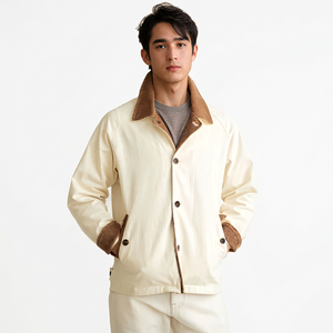 Veste de travail pour homme, col rabattu, bouton unique, coupe classique, style automne - Product Image 3