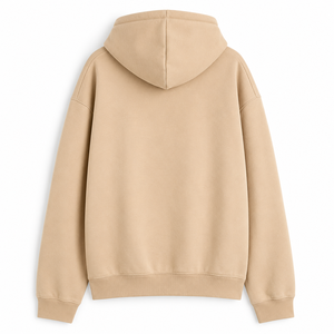 Sweat-shirt à capuche beige pour homme, couleur unie, polaire, décontracté, avec poche kangourou, manches longues, coupe oversize, pour l'automne 2027 - Product Image 2