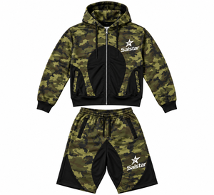 <b>Men</b>’s Camouflage Hoodie & <b>Shorts</b> Tracksuit Set Custom <b>Green</b> Camo Sweat Suit Jogger Set Wholesale Sportswear Apparel - Product Image 1
