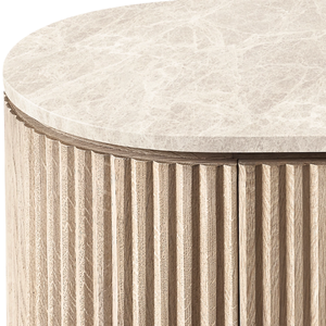 Modern Minimalist Sideboard <b>Cabinet</b> Solid Teak Vertical Ribbed Curved <b>Corner</b> Eco-Friendly Durable Premium Interior Furniture - Product Image 5