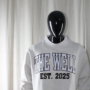 Sweat-shirt à col montant gris cendré 100% coton avec broderie appliquée, col large, URBAN PRODUCTIONS - Product Image 3