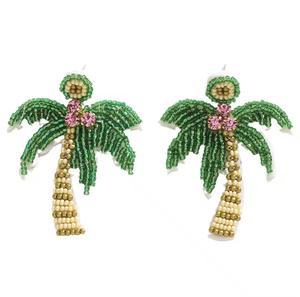 Boucles d'oreilles pendantes en forme de palmier perlées et tendance avec strass en cristal, style bohème pour femme, bijoux de mariage et de fête - Product Image 1