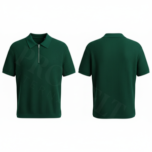 Chemise respirante à séchage rapide de qualité supérieure avec fermeture éclair sur le devant, en coton tricoté élégant à manches courtes, décontractée, confortable, imprimée et personnalisable - Product Image 3