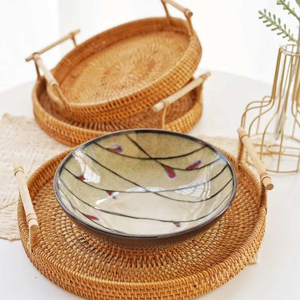 Bandeja de Servir de Ratán Vintage Ecológica Hecha a Mano, Tamaño Personalizable, Almacenamiento de Alimentos, Multifuncional, Decorativa - Product Image 6