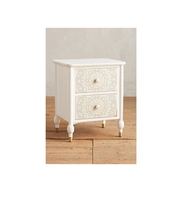 Cajonera de Diseño con Incrustaciones de Hueso, Mueble de Almacenamiento de Madera Hecho a Mano con Patrón Floral Decorativo - Product Image 1