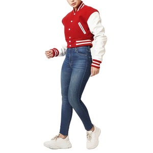 Wholesale New Stylish Ladies Crop Varsity Jackets for Sale Fall Winter High Quality Women Crop Jackets 2026 - Product Image 4