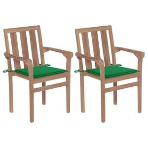 Ensemble de 2 chaises de patio en teck naturel, meubles en bois de teck finement poncé - Product Image 1