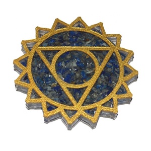 Posavasos de madera de Chakra envejecido artesanías de piedra semipreciosa - Product Image 5