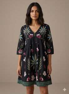 Robe longue bohème en viscose à manches courtes, coupe classique, pour l'été, les fêtes, écologique, boutonnée, lavable, respirante pour femme - Product Image 5