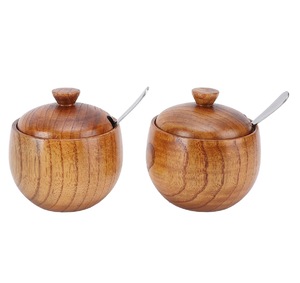 Pot à sucre en bois personnalisé pour mariage, récipient à sel et épices, bols pour la maison et la cuisine, pot à sucre en bois avec logo personnalisé - Product Image 5