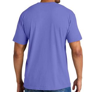 T-shirt à manches courtes pour homme, couleur violette, col rond, avec poche sur la poitrine gauche, coupe classique, style décontracté, tissu jersey 100% coton - Product Image 2