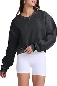 Cropped Sweatshirt Women Crop Sweatshirt o Neck Sweatshirt Women Oversize Acid Wash Fleece Pullover Vintage Loose sweatshirt - Product Image 3