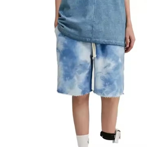 Shorts de playa holgados de algodón para hombre, shorts casuales de fitness, shorts deportivos con estampado tie dye. - Product Image 2