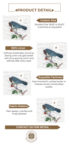 Serviette brodée Kingfisher, ajoute une touche fraîche et vive à la table. - Product Image 2