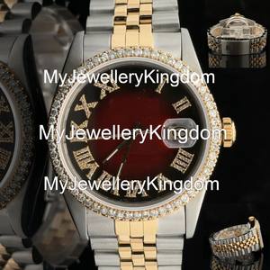 Reloj de Caja Redonda de Acero Inoxidable de 36 mm y Moissanita con Brazalete Jubilee de Dos Tonos, Resistente al Agua hasta 10 Bares - Product Image 1