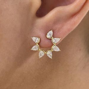 Pendientes de Aro con Diamantes Cultivados en Laboratorio en Forma de Pera, Chapados en Oro y Rodio, Elegantes y Modernos, Joyería Fina para Uso Diario - Product Image 1