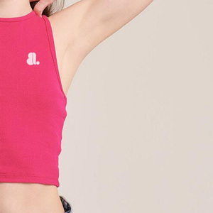 Women's Eco-Friendly Breathable Quick-Dry Jersey Fabric Spandex/Cotton Tank <b>Tops</b> O-Neck Casual Solid Pattern - Product Image 2