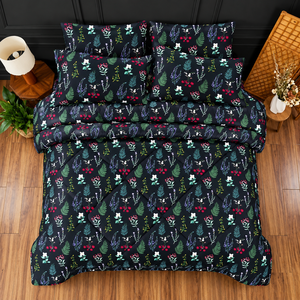 Midnight Bloom <b>Satin</b> Quilt Cover Set 3 Piece Cotton Bedding Style All Season Home Use Pigment Printed Eco Friendly - Product Image 3