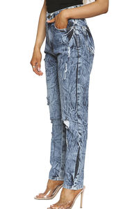 Jeans de Mezclilla Elásticos de Cintura Alta y Corte Ajustado para Mujer, Color Azul Oscuro, Jeans de la Mejor Calidad al por Mayor para Mujer, ODM - Product Image 2