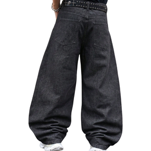 Womens Black Baggy <b>Embroidered</b> Denim <b>Jeans</b> Mid Wide Leg Loose Fit Casual Breathable Quick Dry Cotton Pants Everyday Wear Street - Product Image 2