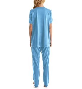 Ensemble pyjama élégant pour femme, tenue de nuit 2 pièces comprenant un haut à manches courtes doux et un bas confortable, respirant et léger - Product Image 1