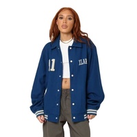 Veste universitaire vintage coupe oversize noire et blanche coupe-vent en laine pour femme, style décontracté hiver, avec broderies inspirées du baseball