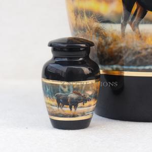 Fabricante de Urnas Funerarias, Urnas Funerarias Personalizadas con Imagen de Ciervo Dorado para Cenizas Humanas, Urna Funeraria de Latón Hecha a Mano - Product Image 5