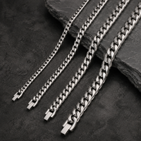 Collier chaîne cubaine en acier inoxydable en gros, style hip-hop unisexe, 6-12mm, 17-70cm, MOQ 1
