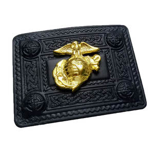 Hebilla de cinturón tradicional escocesa con insignia estadounidense, diseño de nudo celta, color negro azabache, accesorios irlandeses - Product Image 3