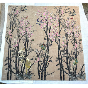 Elegant <b>Hand</b>-<b>Tufted</b> High-Pile Wool/Silk Carpets for Living/Dining Room Flooring | Soft Trendy Modern <b>Rugs</b> - Product Image 1