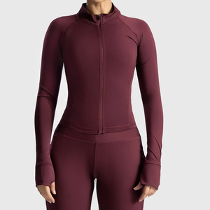 Veste de sport pour femme à séchage rapide, extensible dans quatre directions, respectueuse de l'environnement, protection solaire, doublure en spandex/polyester, coupe ajustée pour le yoga - Product Image 1