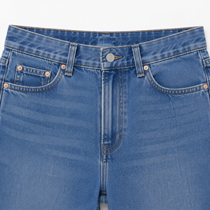 Jean en denim coupe droite Neo Classique pour femme, taille haute, décontracté, extensible, style moderne, OEM ODM - Product Image 5