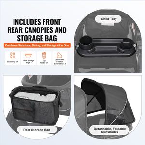 Passeggino Carrozzina Pieghevole 2-in-1 per Tutti i Terreni a 2 Posti con Tettuccio e Organizer per Genitori Certificato ASTM - Product Image 5