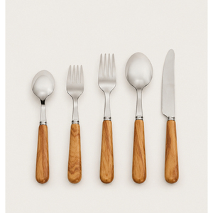 Ensemble de couverts en acier inoxydable de qualité supérieure, respectueux de l'environnement, avec manches en bois naturel, couteau, fourchette, cuillère, pour la maison, les mariages, les fêtes, les restaurants - Product Image 3