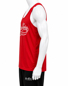 Débardeur sans manches Aero Faster pour homme, rouge, col rond, respirant, séchage rapide, 100% coton, décontracté, sportif, vêtements de fitness, logo sur le devant - Product Image 6