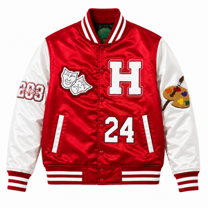 Blouson Bomber Varsity Personnalisé en Toile Enduite OEM, Fin, Printemps, Fermeture Éclair, Col Montant, Imperméable, Coupe-Vent - Product Image 3