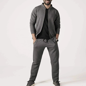 Cotton Tracksuits <b>Men</b> Casual <b>Track</b> Sweat Suit No Hood Zip <b>Jacket</b> Hoodie Sweatpants Jogger Cargo Pants - Product Image 1